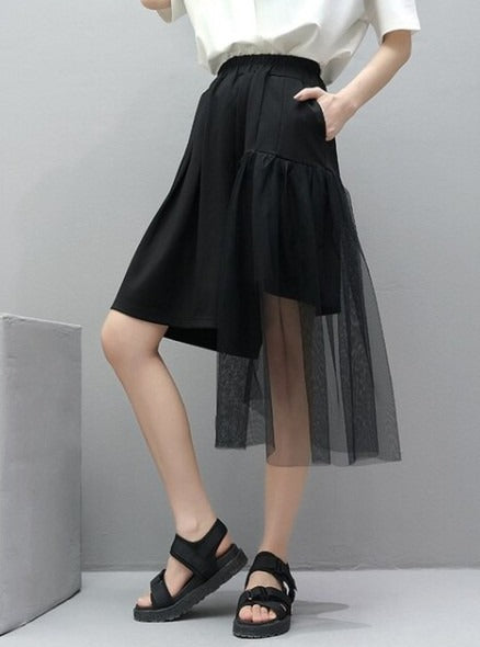 Asymmetry mesh pants(G2322)