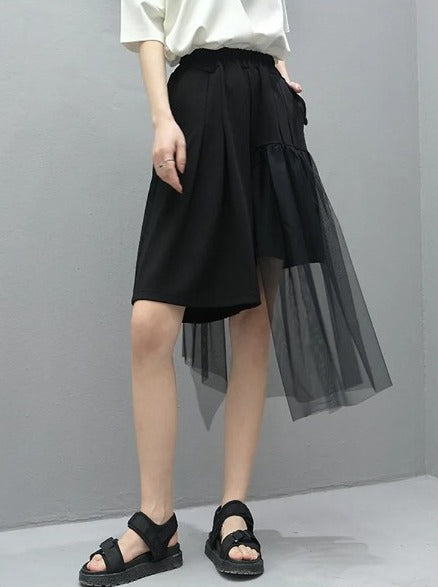 Asymmetry mesh pants(G2322)