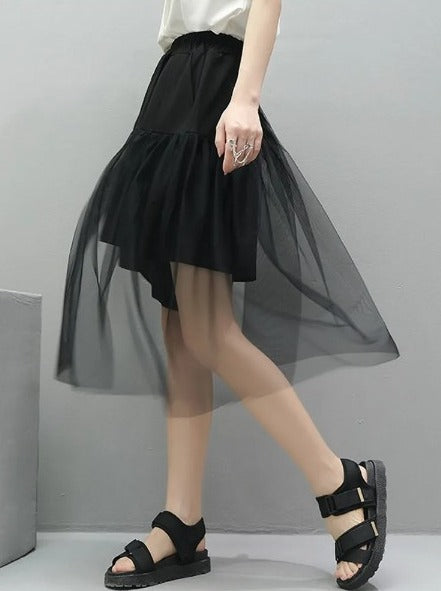 Asymmetry mesh pants(G2322)