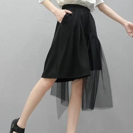 Asymmetry mesh pants(G2322)