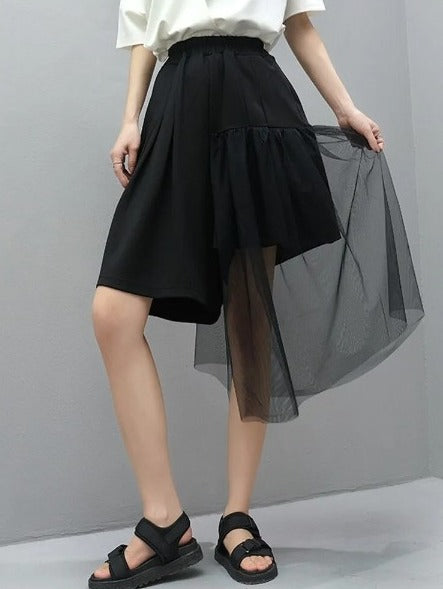 Asymmetry mesh pants(G2322)