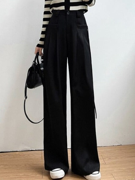 High-waisted casual pants(G2331)