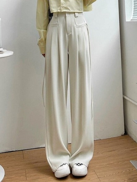 High-waisted casual pants(G2331)