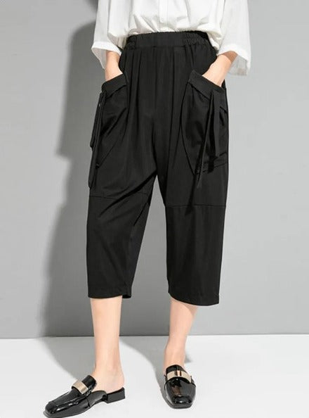 Pleated cropped pants(G2334)