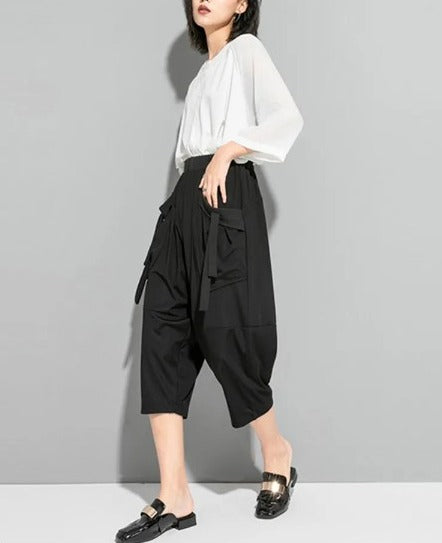 Pleated cropped pants(G2334)