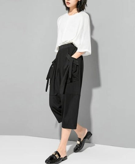 Pleated cropped pants(G2334)