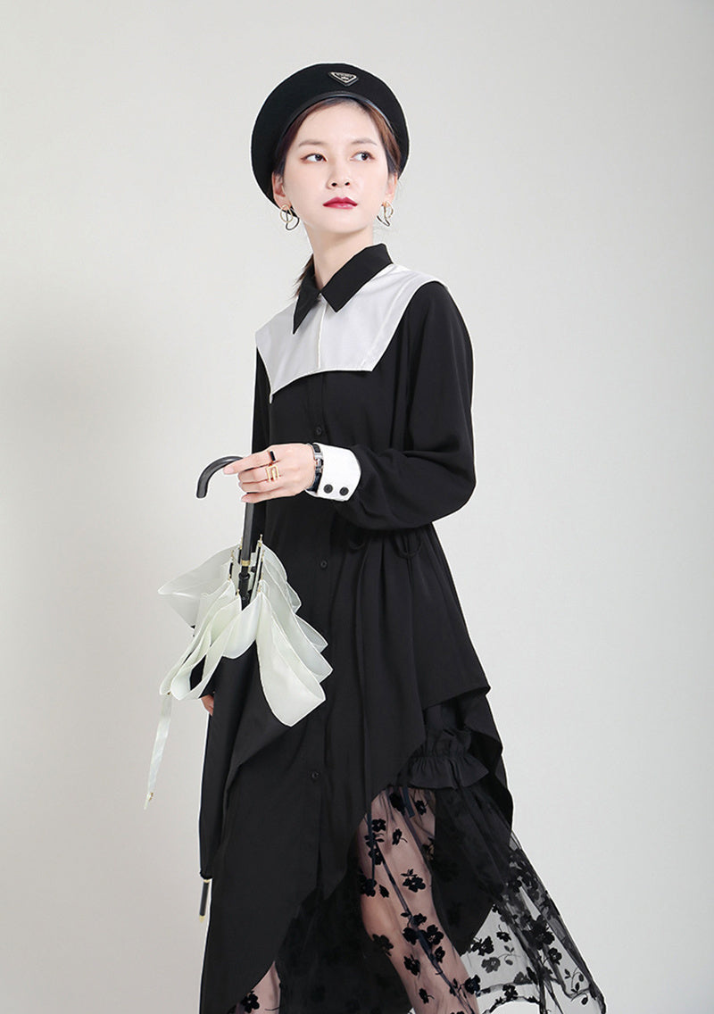 Contrast color irregular big size dress(G2108)