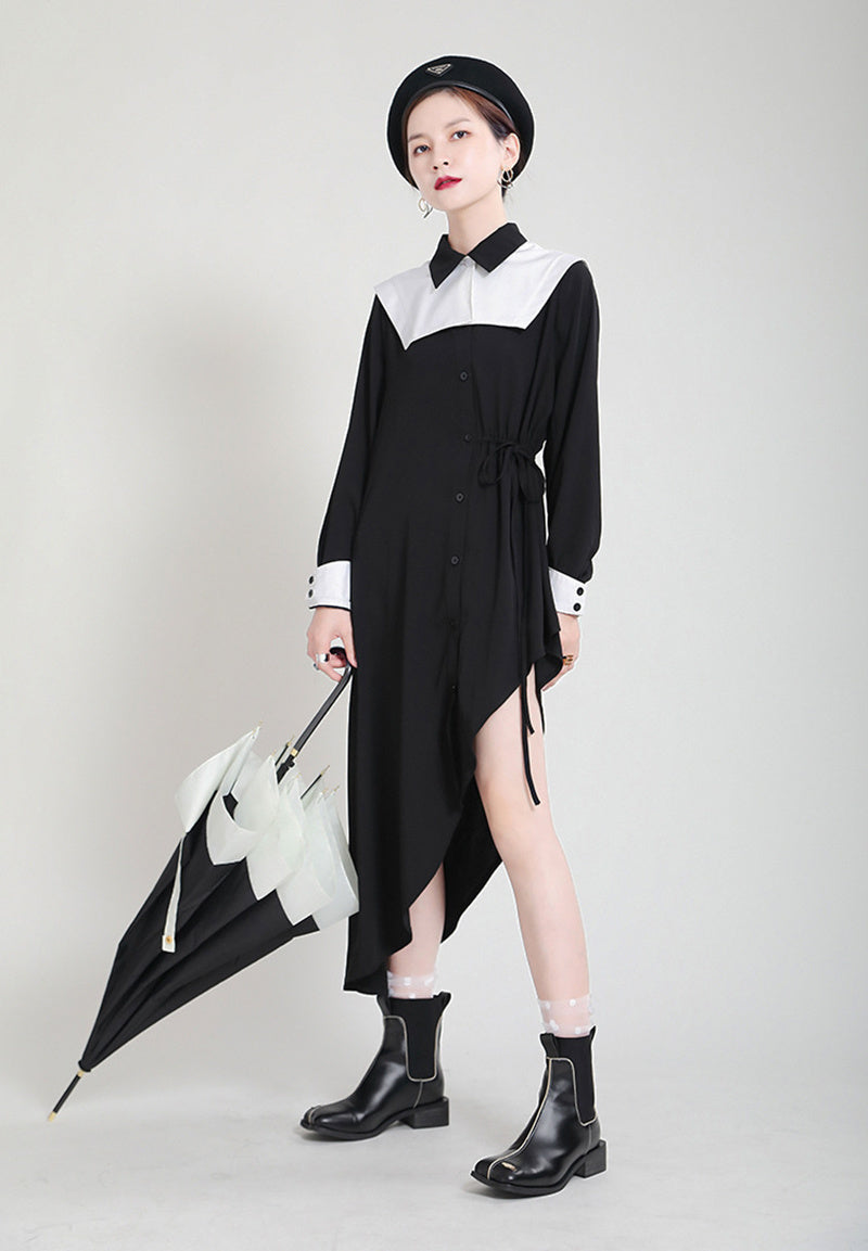 Contrast color irregular big size dress(G2108)
