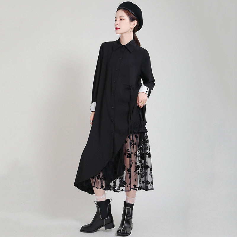 Contrast color irregular big size dress(G2108)