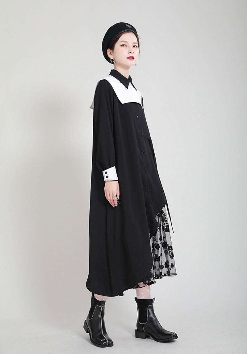Contrast color irregular big size dress(G2108)