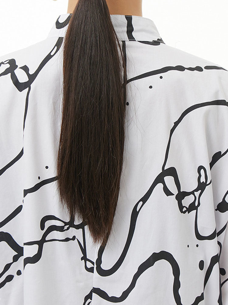 Pattern Printed Big Size Long Shirt Dress(G2122)