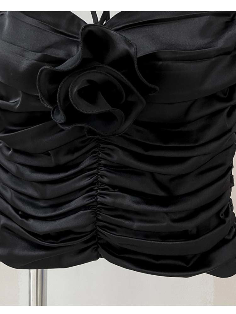 Pleated Elegant Flower Tank Tops(G2118)