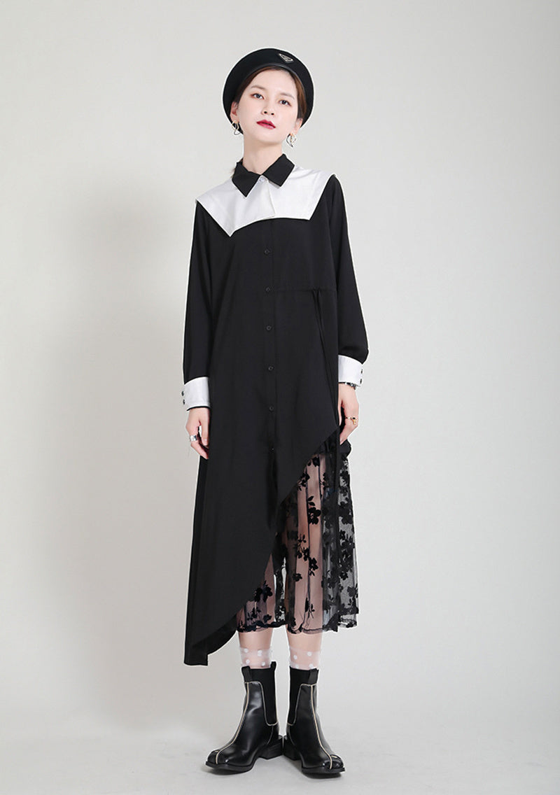 Contrast color irregular big size dress(G2108)