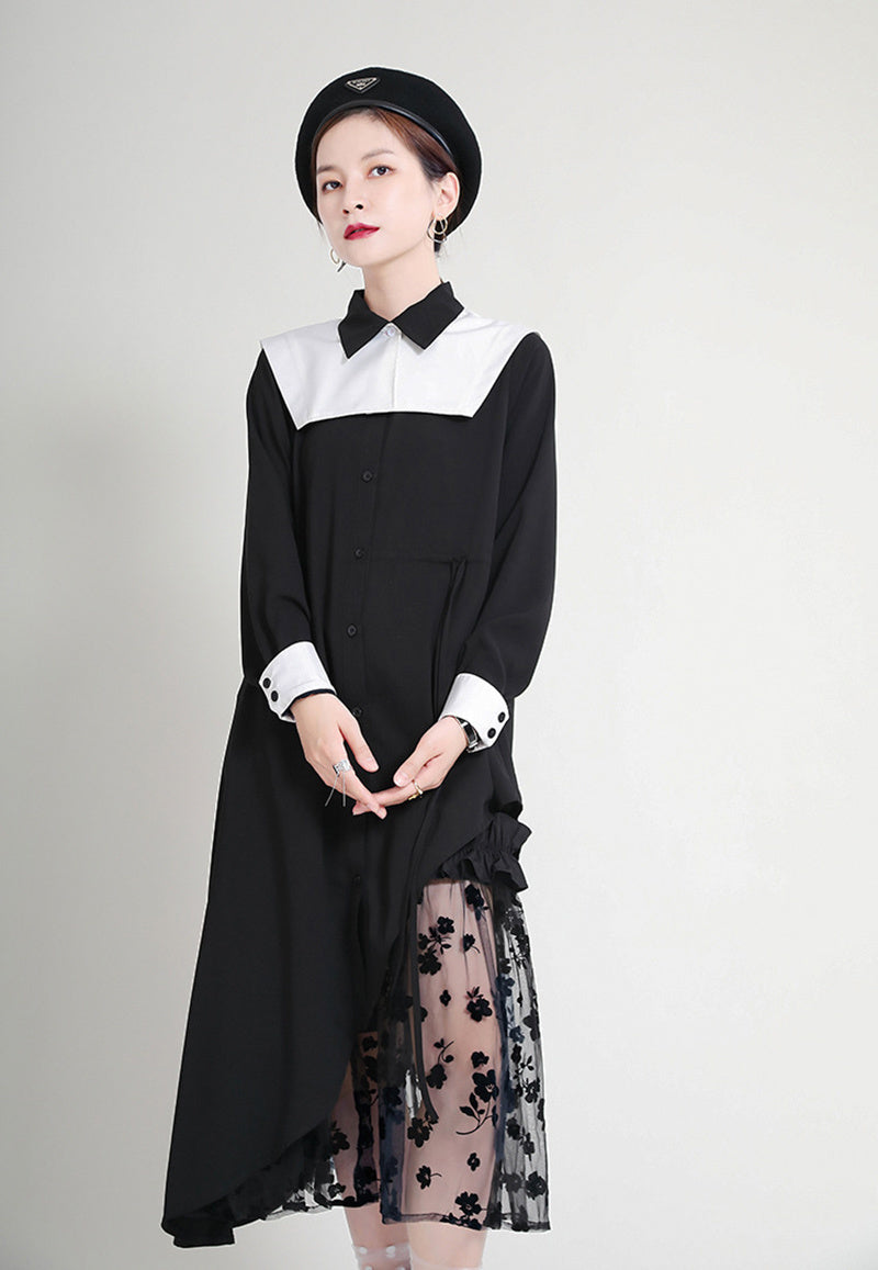 Contrast color irregular big size dress(G2108)