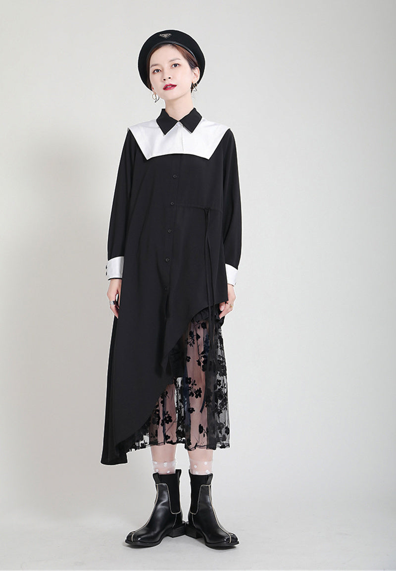 Contrast color irregular big size dress(G2108)