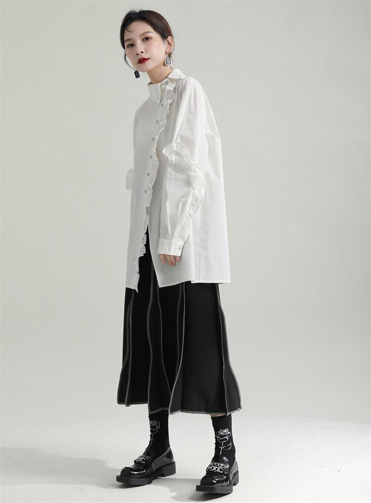 Asymmetric long blouse(G2162)