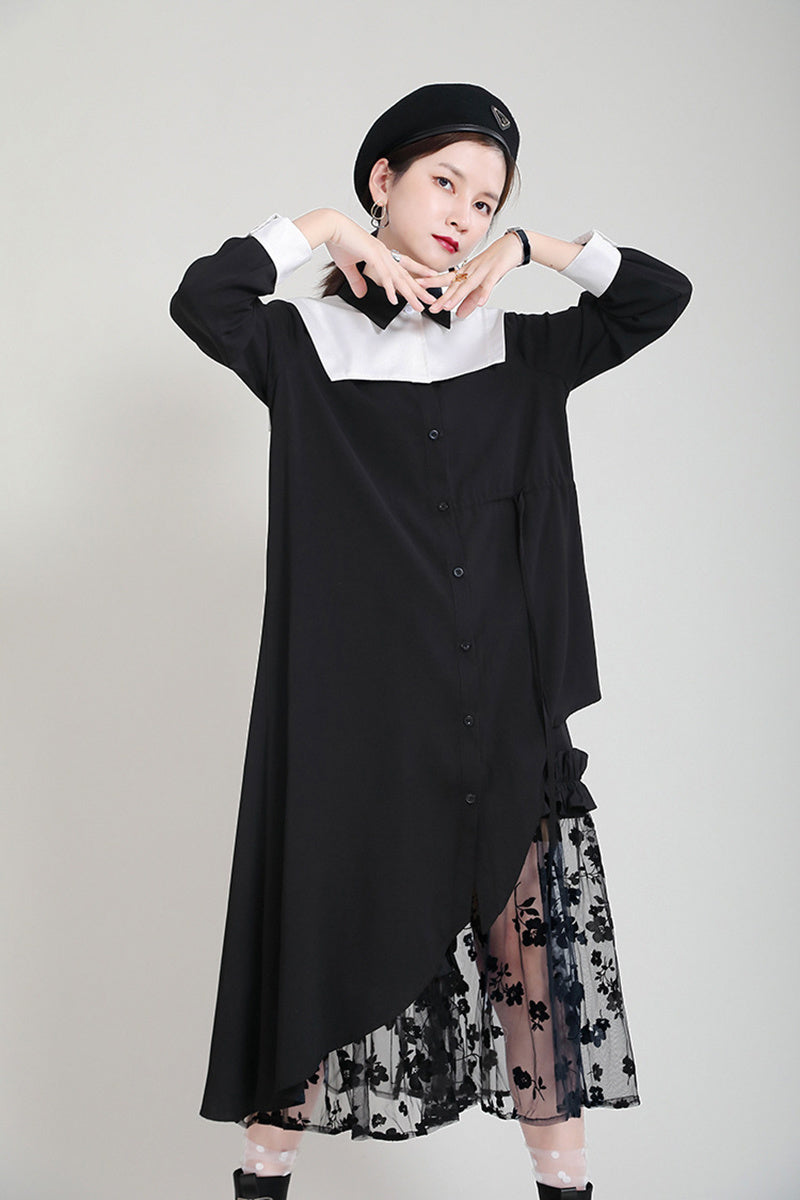 Contrast color irregular big size dress(G2108)