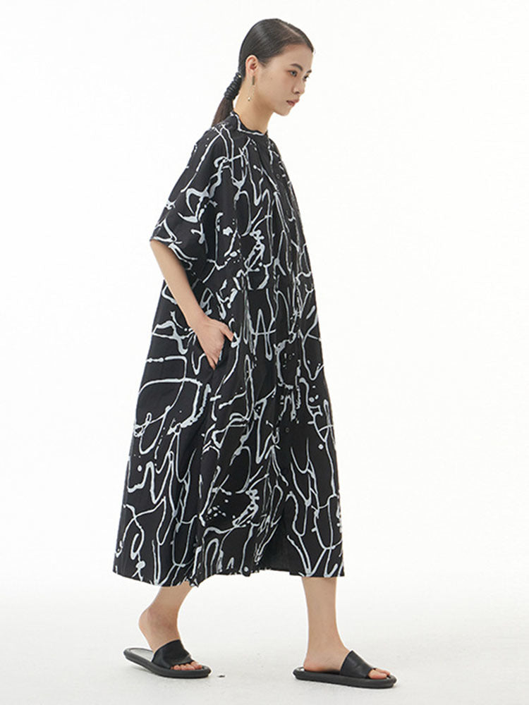 Pattern Printed Big Size Long Shirt Dress(G2122)