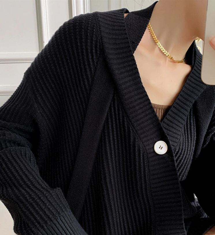 V-neck large knit(G2193)