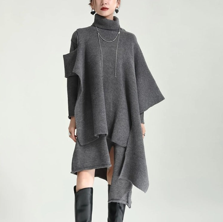 Asymmetry design knitted dress(G2222)