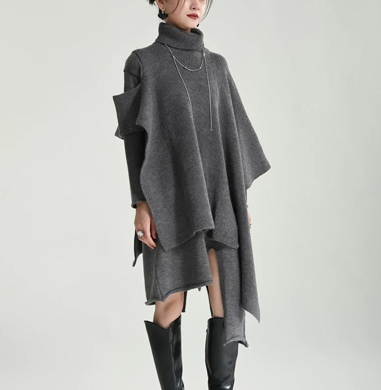 Asymmetry design knitted dress(G2222)