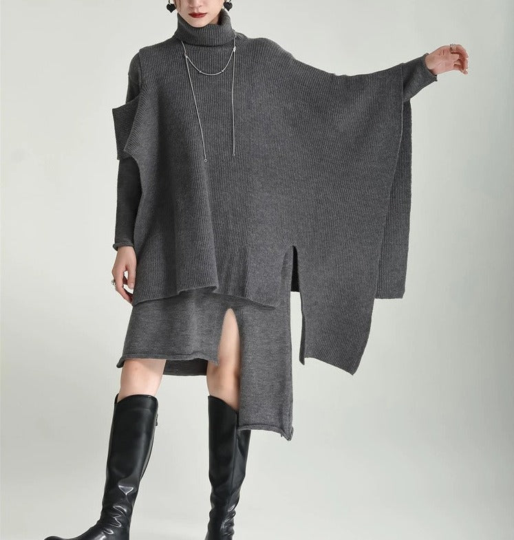 Asymmetry design knitted dress(G2222)