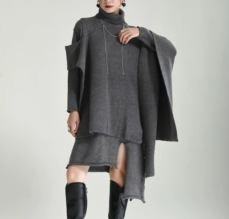 Asymmetry design knitted dress(G2222)