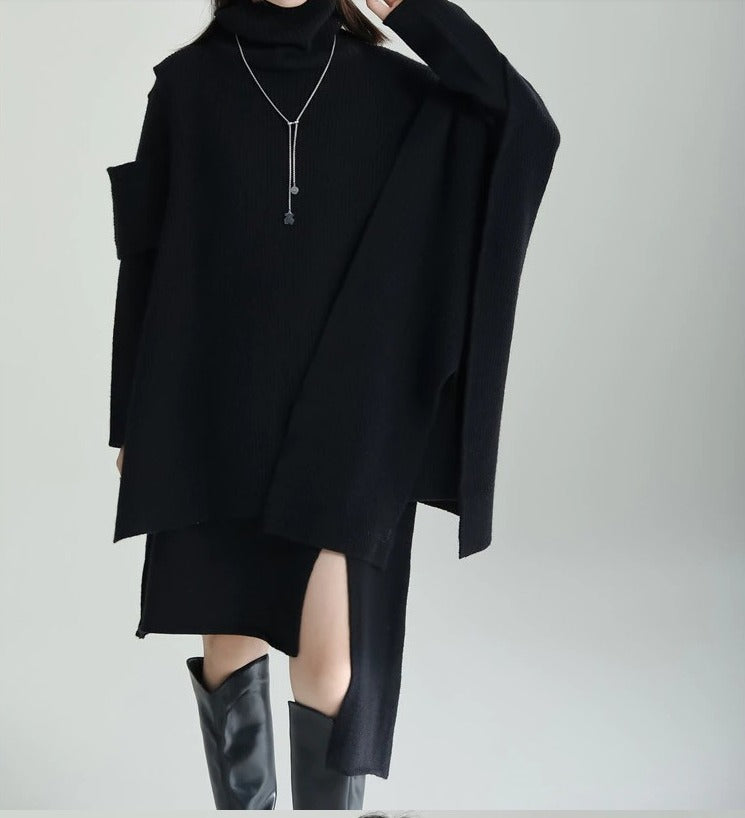 Asymmetry design knitted dress(G2222)