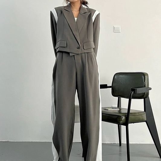 Wide leg two-piece suit(G2258)