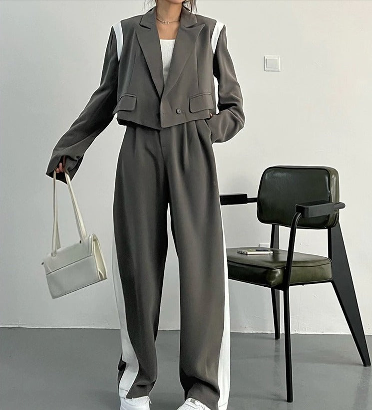Wide leg two-piece suit(G2258)