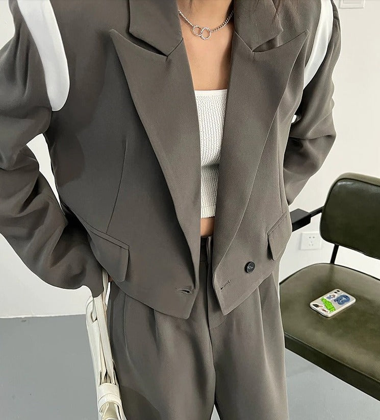 Wide leg two-piece suit(G2258)