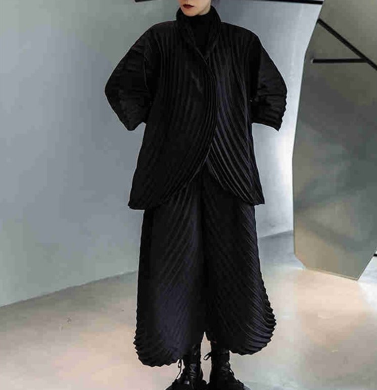 Turtleneck pleated jumpsuit(G2259)