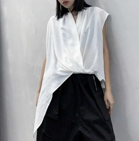 Sleeveless V-neck T-shirt(G2249)