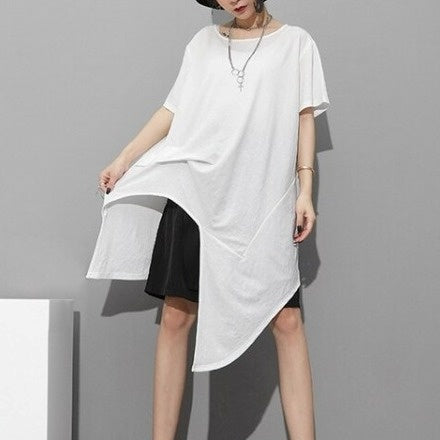Round neck slit T-shirt(G2281)