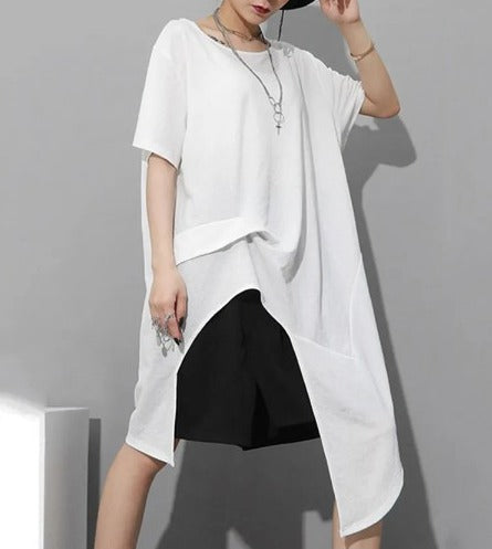 Round neck slit T-shirt(G2281)