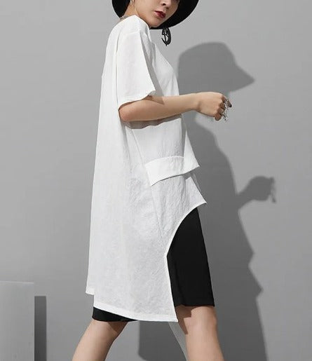 Round neck slit T-shirt(G2281)