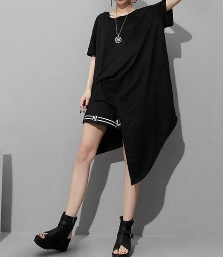 Round neck slit T-shirt(G2281)