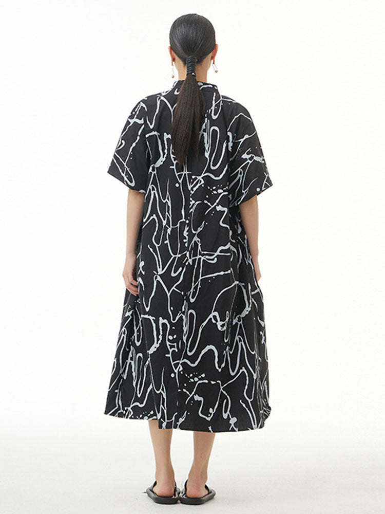 Pattern Printed Big Size Long Shirt Dress(G2122)