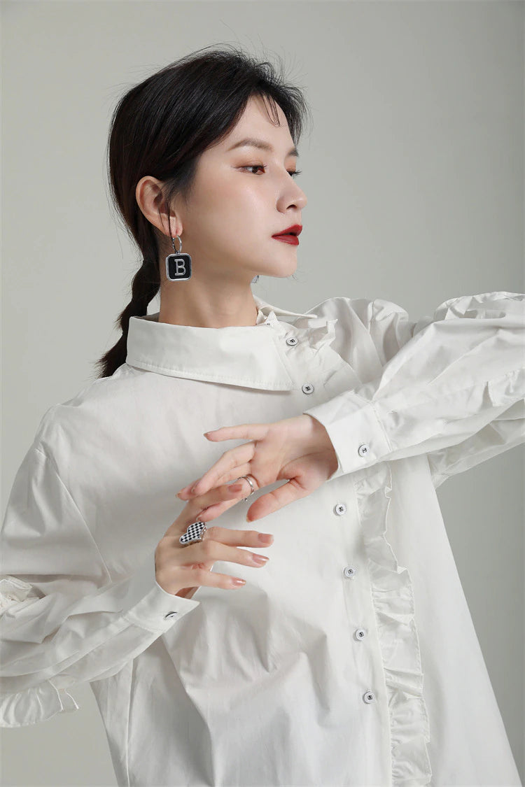 Asymmetric long blouse(G2162)