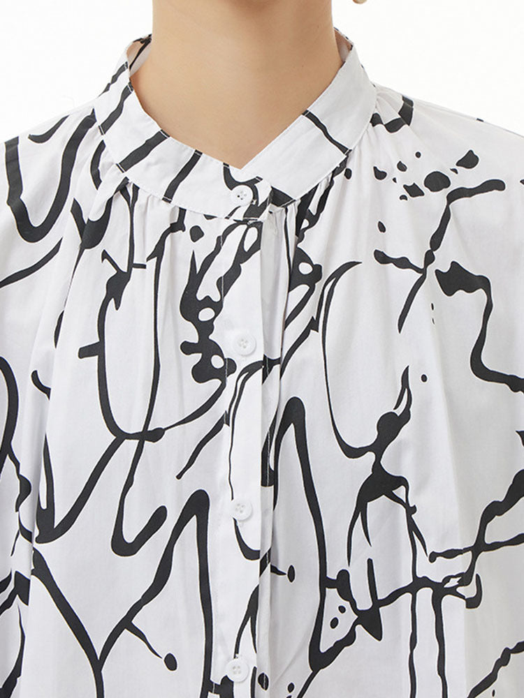 Pattern Printed Big Size Long Shirt Dress(G2122)