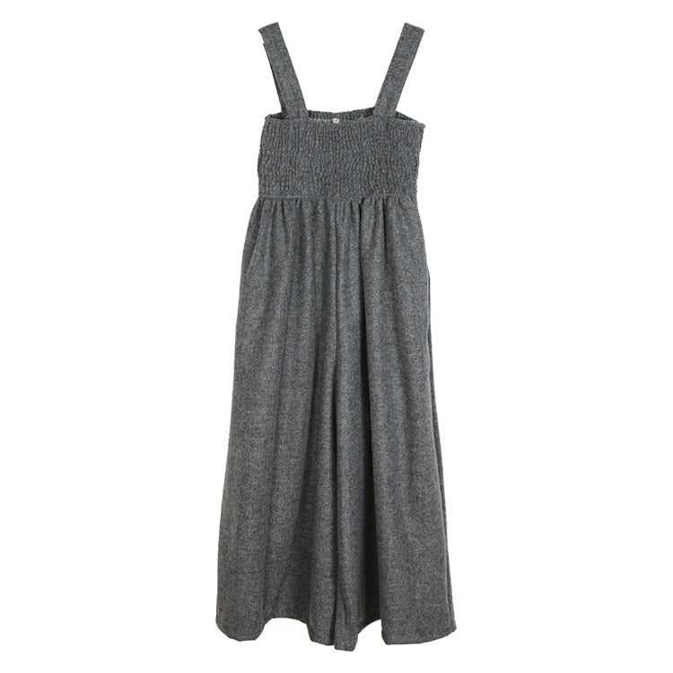 Strap pleats wide pants(G1535)