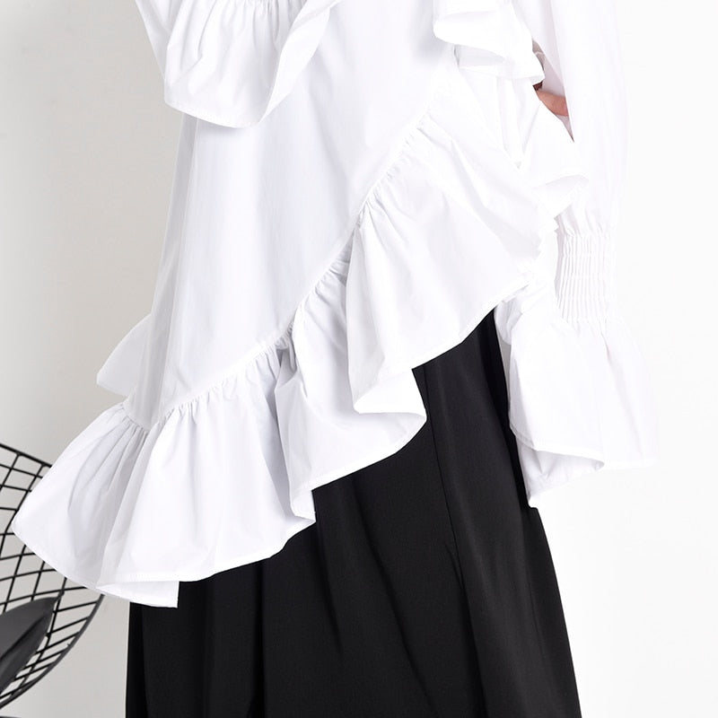 Asymmetry frill shirt(G1493)