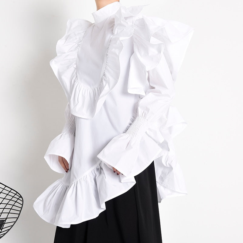 Asymmetry frill shirt(G1493)
