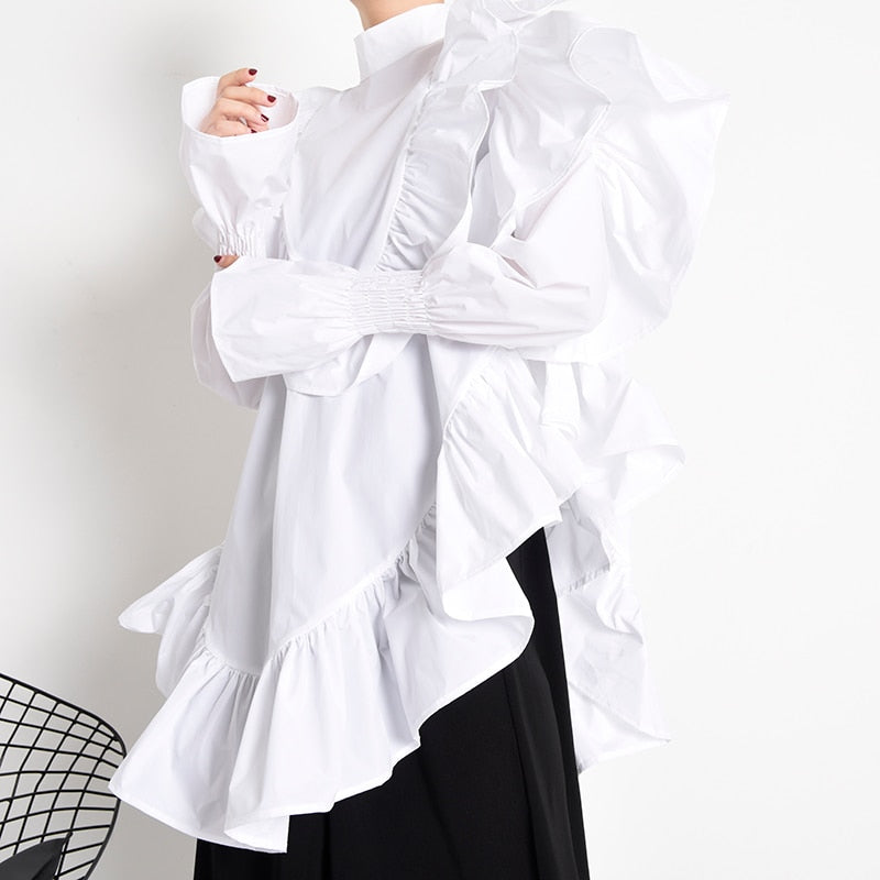 Asymmetry frill shirt(G1493)