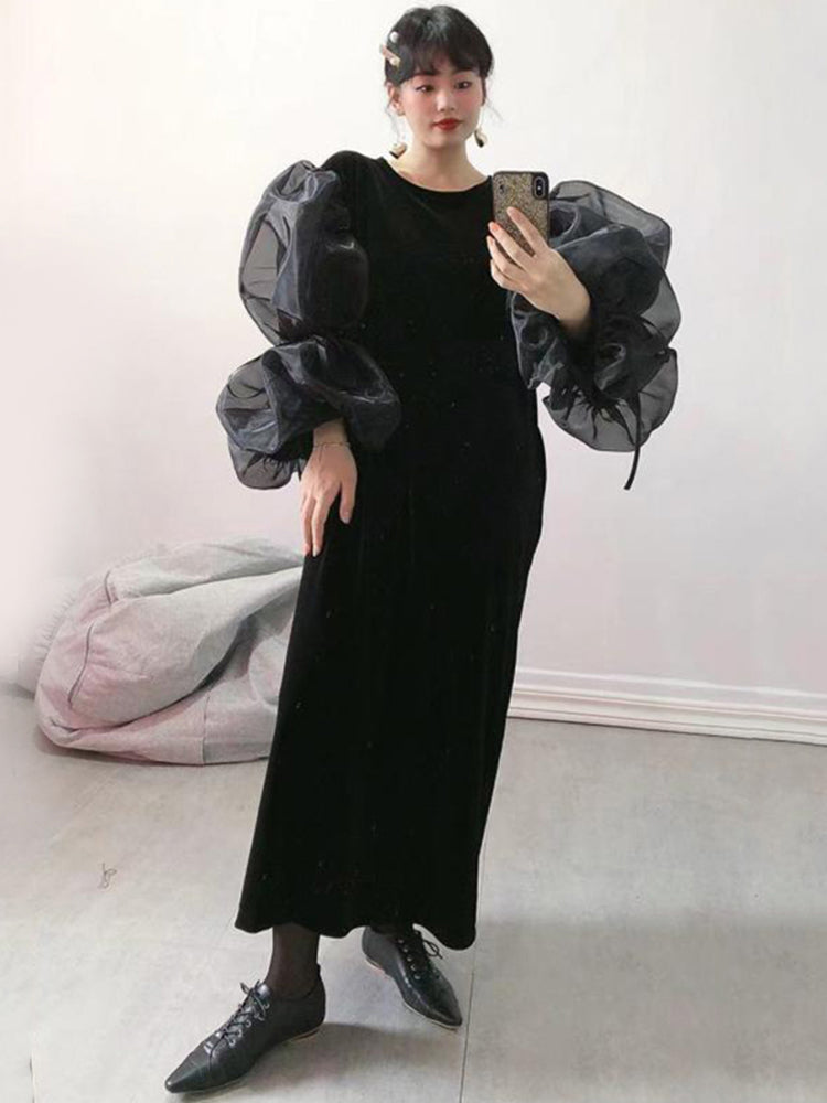 Organza Puff Sleeve Dress(G2068)