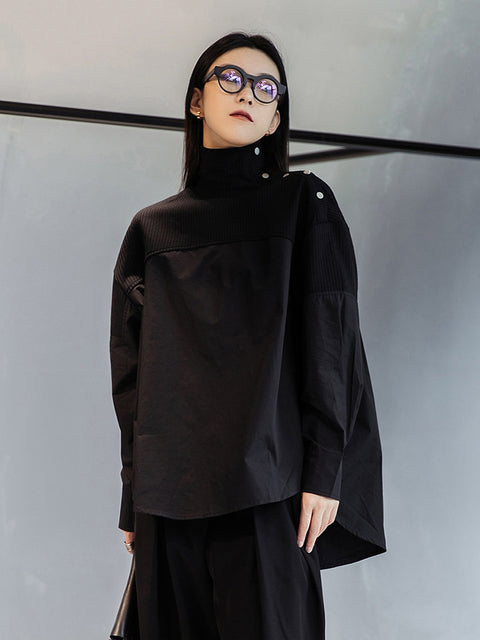 Stand collar big blouse(G1802)