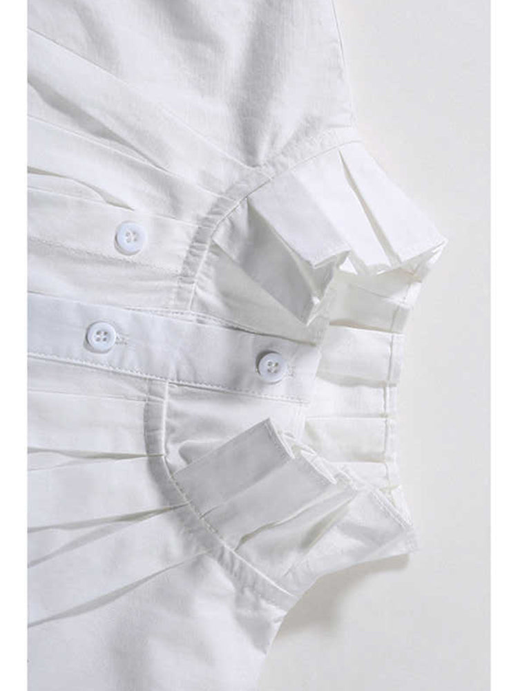 Pleats stand collar blouse(G1674)