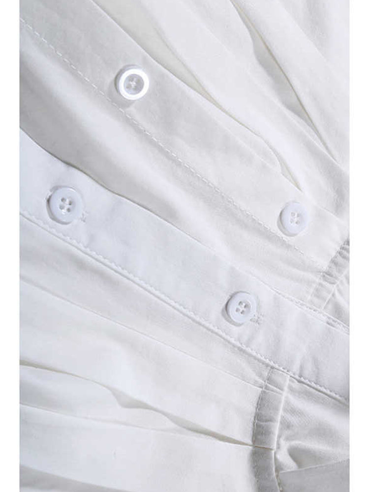 Pleats stand collar blouse(G1674)