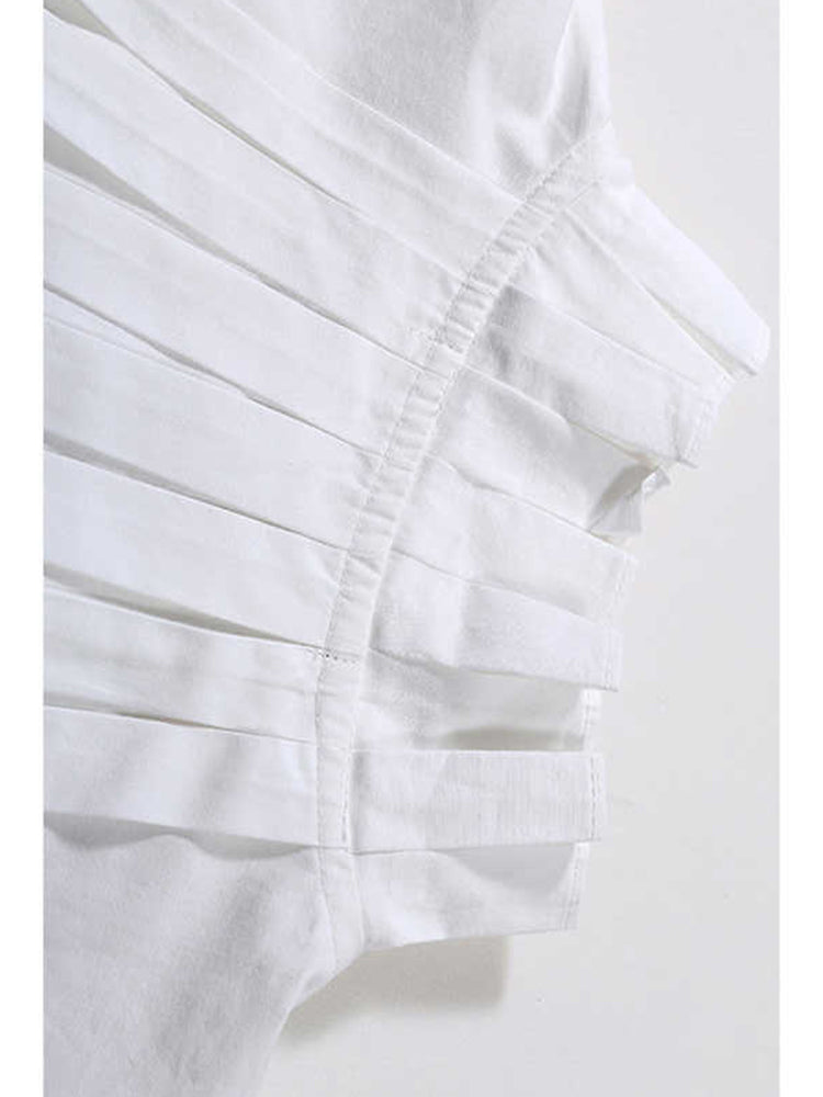 Pleats stand collar blouse(G1674)