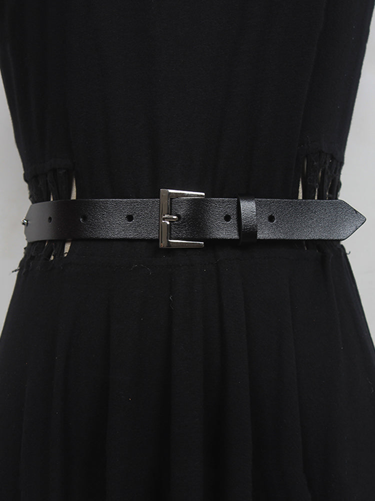 Leather chain long wide belt(G2090)